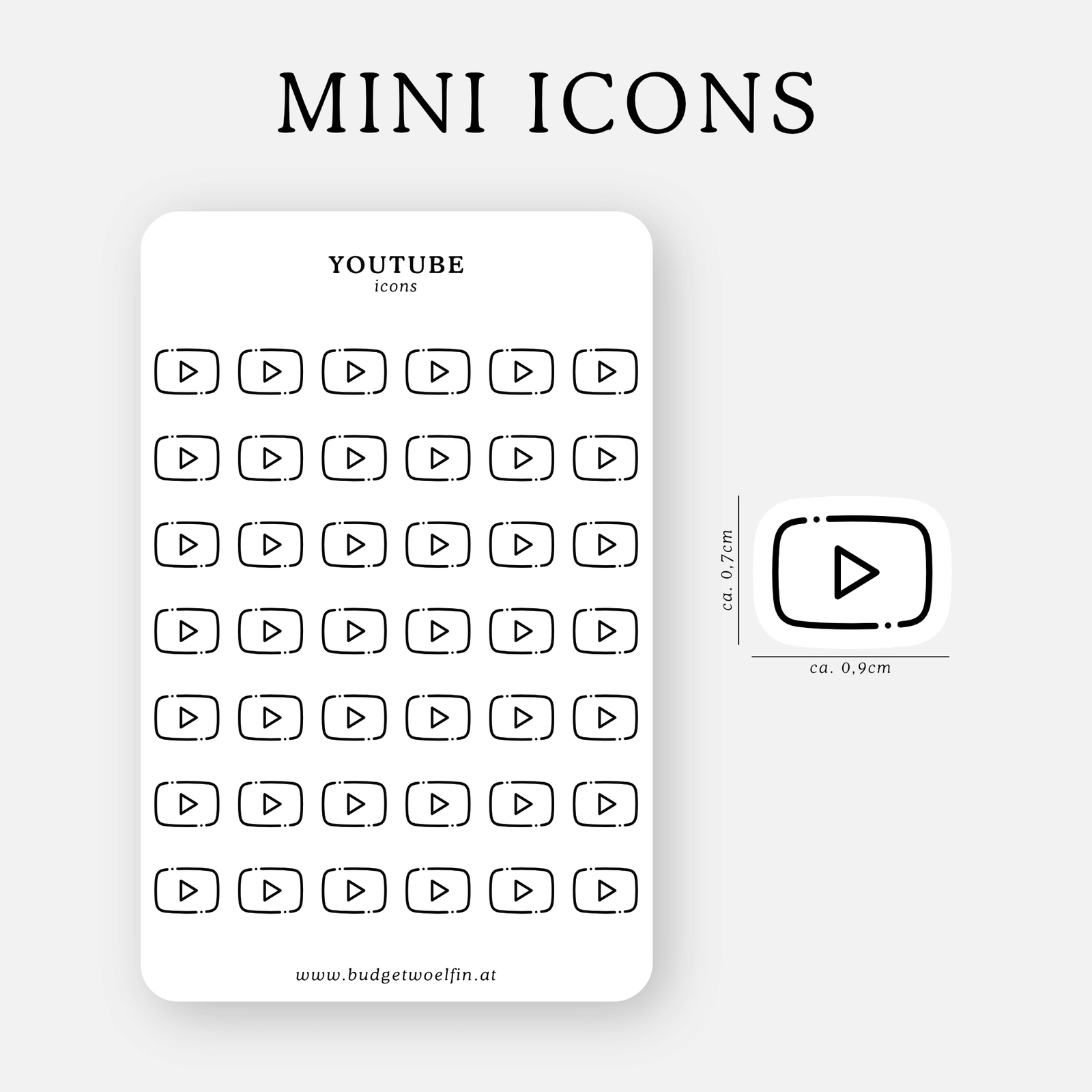 Planer Mini Icons YOUTUBE Sticker Sheet – BudgetWoelfin