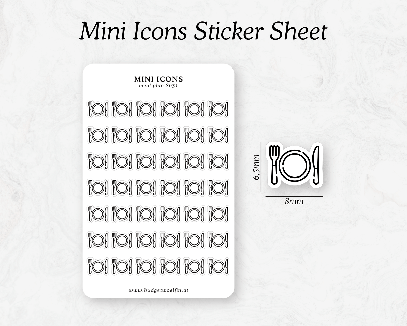 Mini Icon Stickers MEAL PLAN  Sticker Sheet - BudgetWoelfin